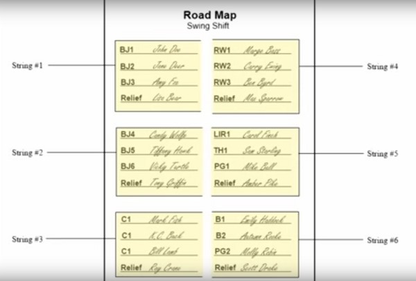 String on a road map