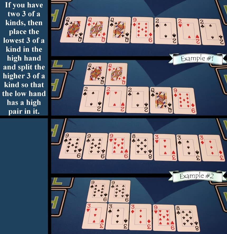 Pai Gow Poker house way two trips rule example