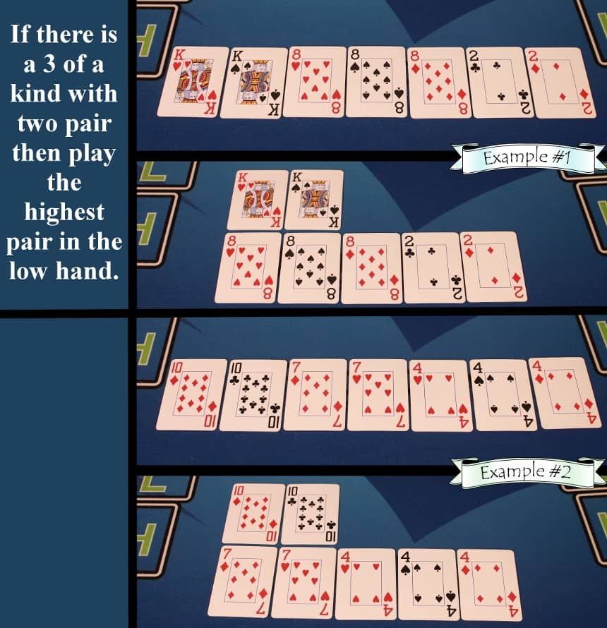Pai Gow Poker house way trips with two pair example