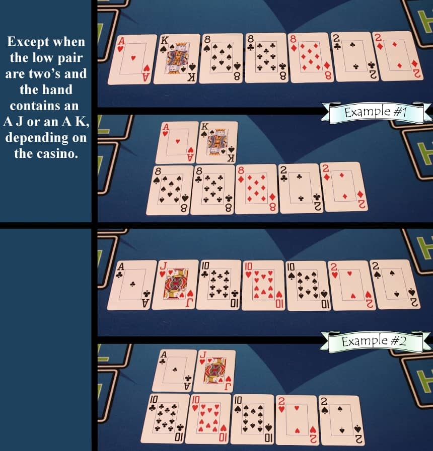 Pai Gow Poker house way full house exception example
