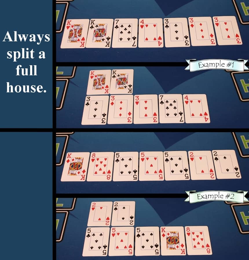 Pai Gow Poker house way full house example