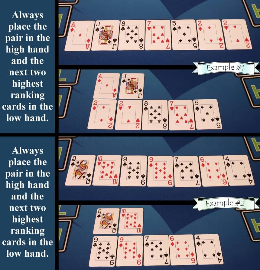 Pai Gow Poker house way pair example