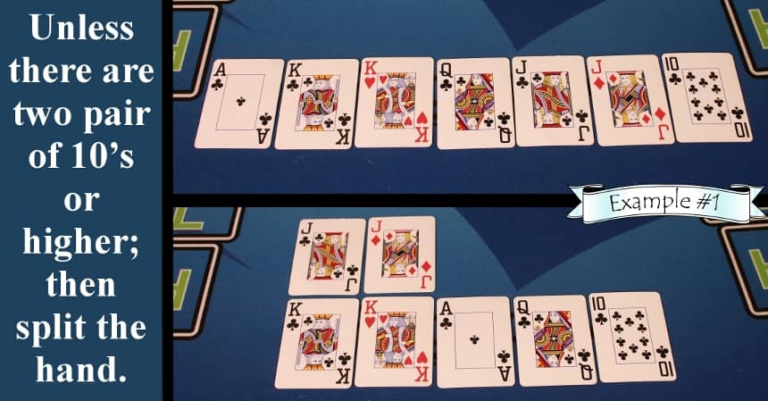 Pai Gow Poker house way royal flush split exception example