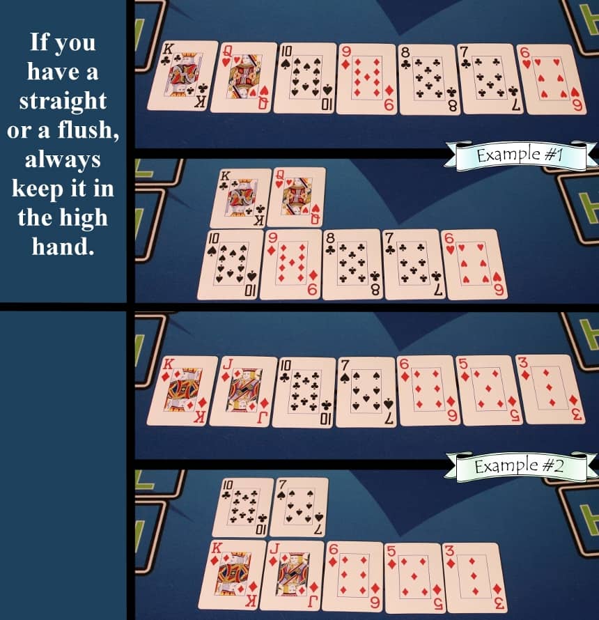 Pai Gow Poker house way straight and flush examples
