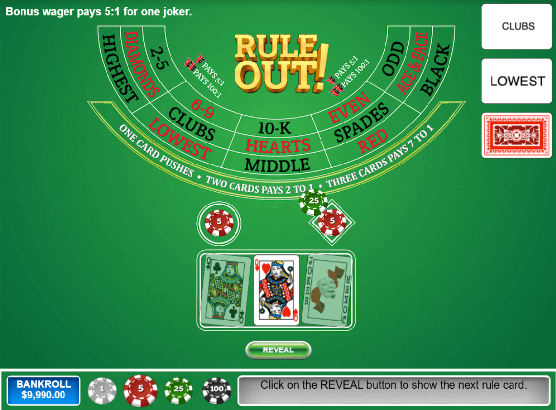 Screenshot of gameplay for Rule Out!