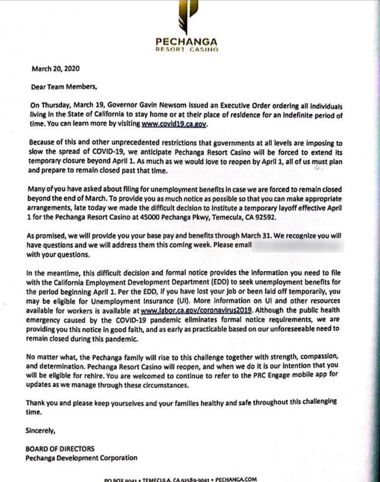 Pechanga Letter