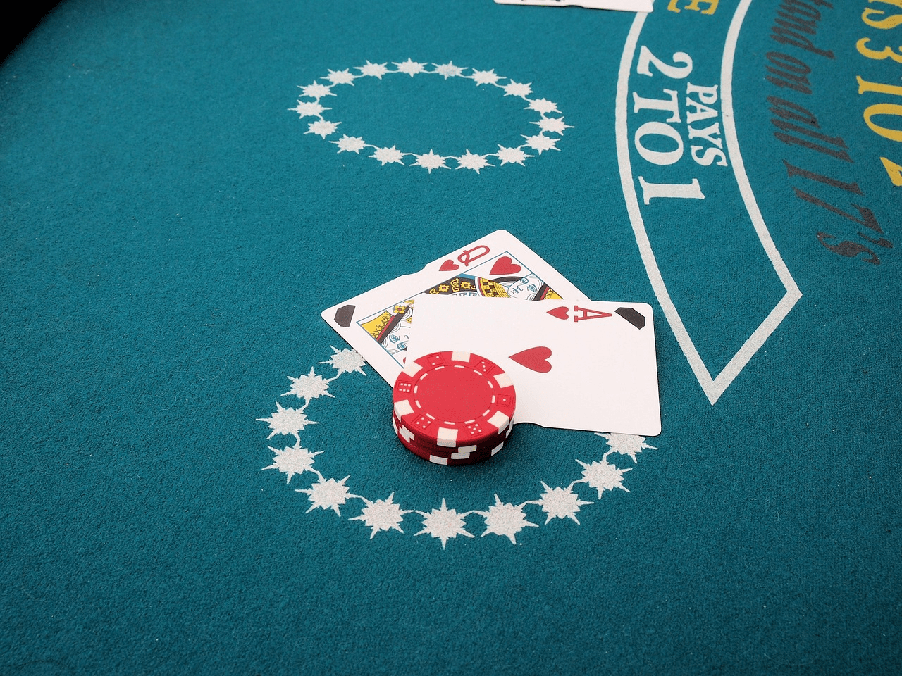 blackjack cards under chips