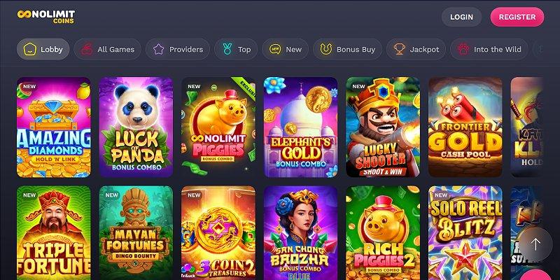 Screenshot of the NoLimit Coins Website