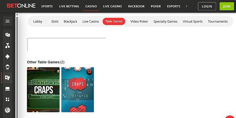 A Screenshot of BetOnline