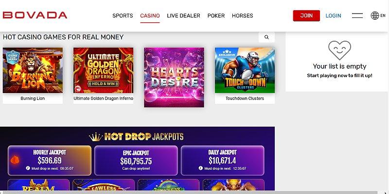 Screenshot of Bovada