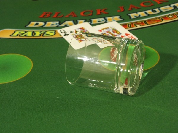 The glass is tipped over