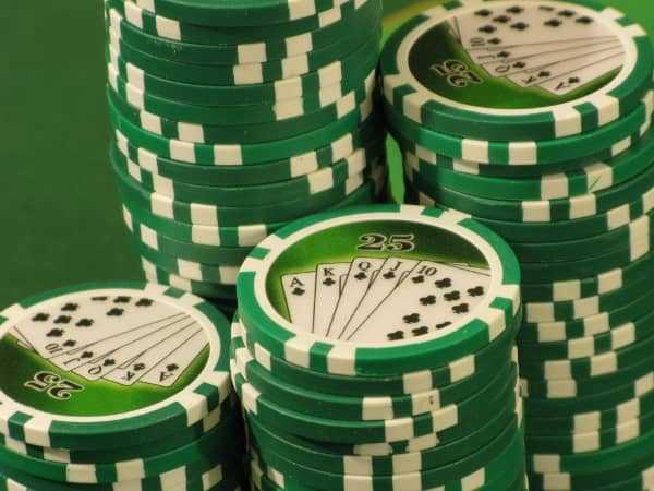 Stacks of green chips Stacks of green chips