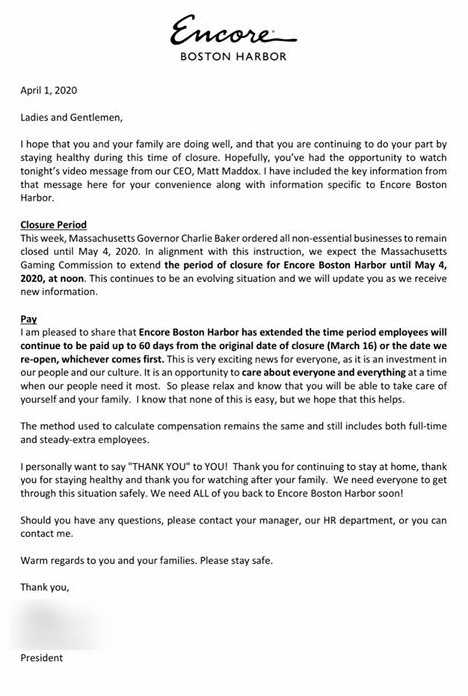 Encore Boston Letter Encore Boston Letter