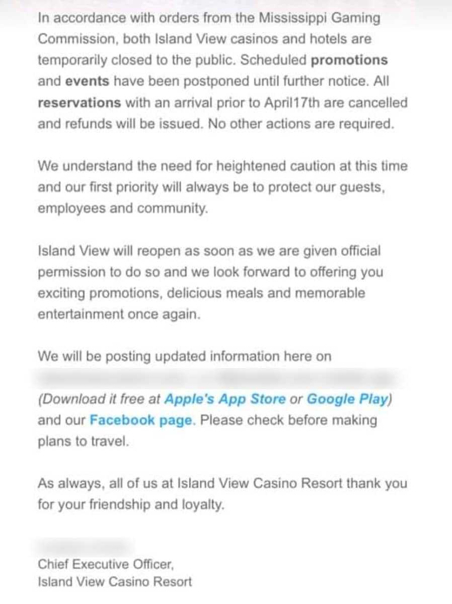 Island View Casino Letter Island View Casino Letter