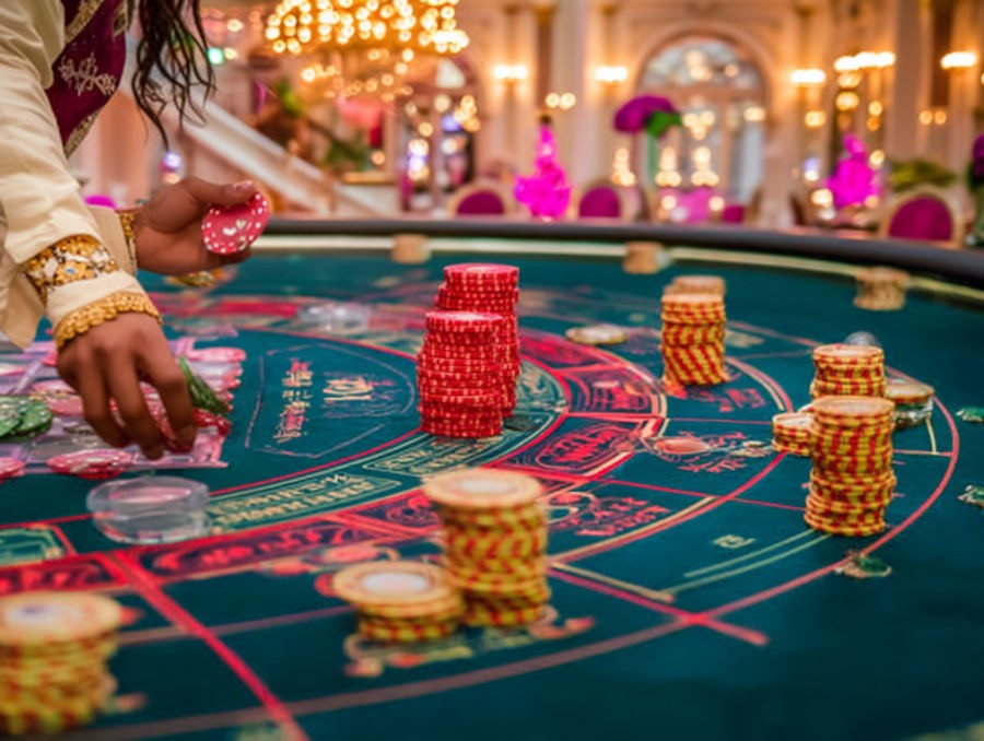 casino chips on a casino table