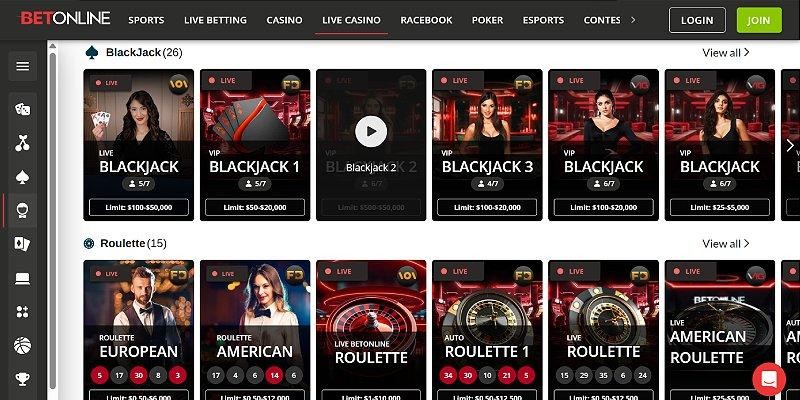Screenshot of BetOnline