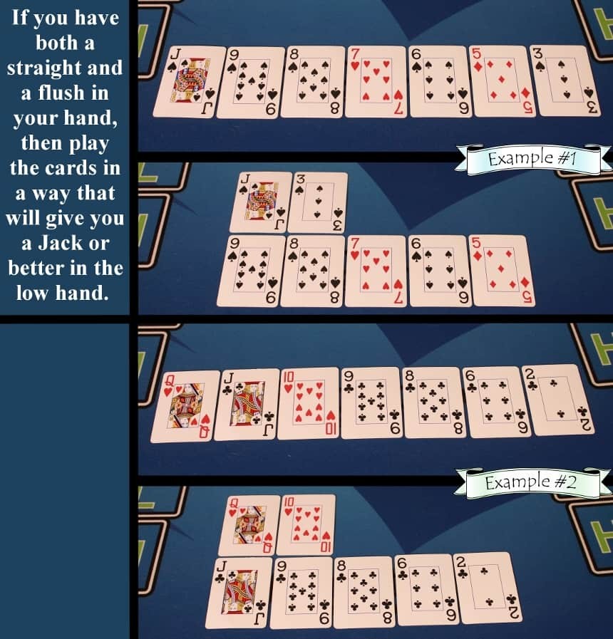 Pai Gow Poker house way both straight and flush rule example