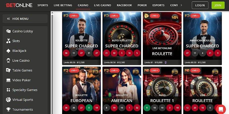 Screenshot of BetOnline