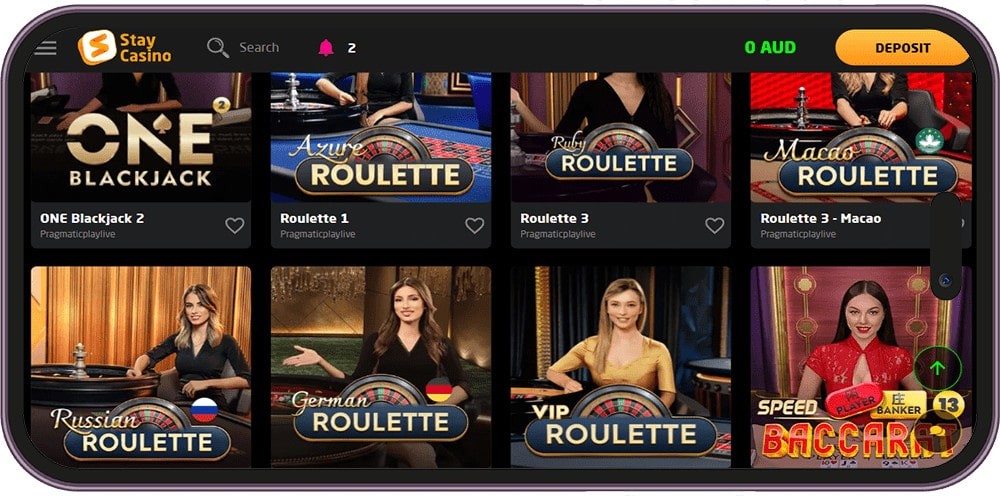 Screenshot of the Stay Casino