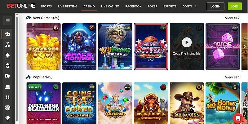 Screenshot of BetOnline