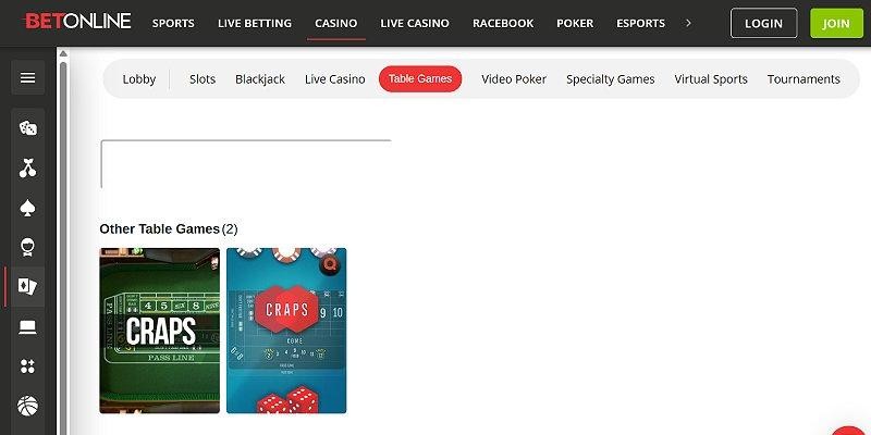A Screenshot of BetOnline