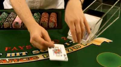 The card is out of the shoe The card is out of the shoe