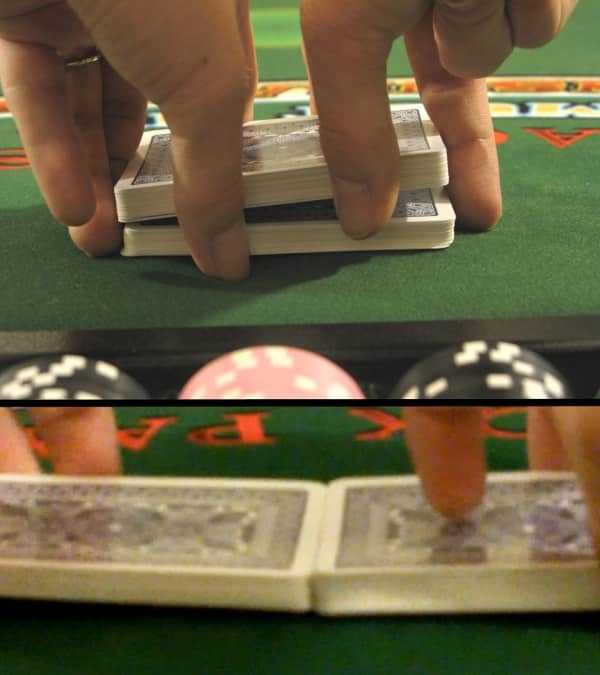 This picture is of the dealer halving the deck This picture is of the dealer halving the deck