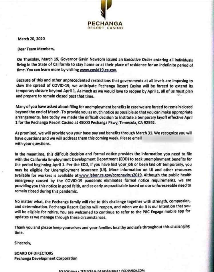 Pechanga Letter Pechanga Letter